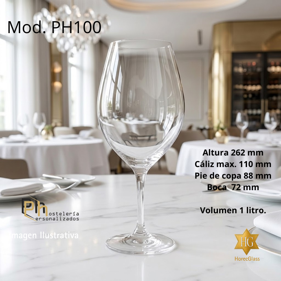 Copa de vino personalizada PH100 de 1 litro para restaurante