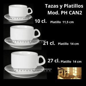 tazas y platillos phcan2 diferentes medidas