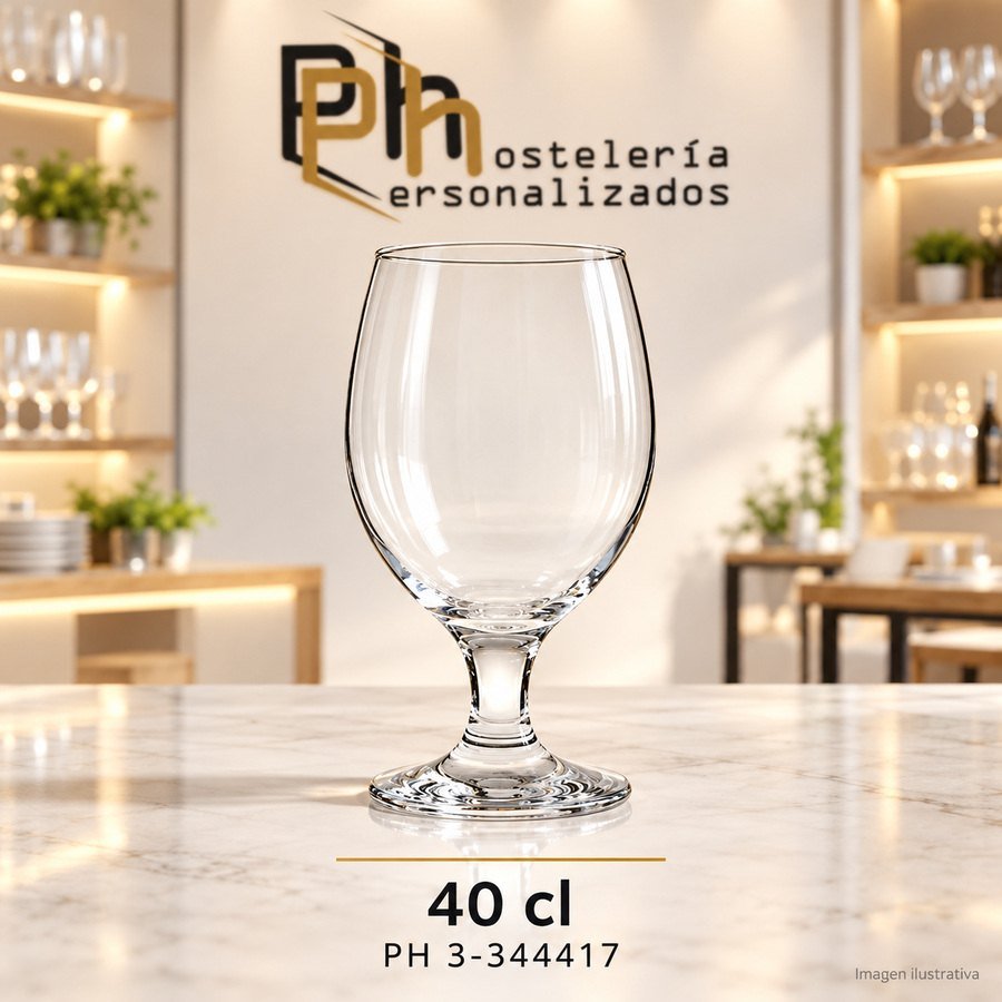 Copa de cerveza tipo balón personalizada PH 3-344417 de 40 cl con pie macizo, para grabar con logotipo