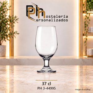 Copa de cerveza personalizada PH 3-44995 de 37 cl con tallo corto y pie robusto, para grabar con logotipo