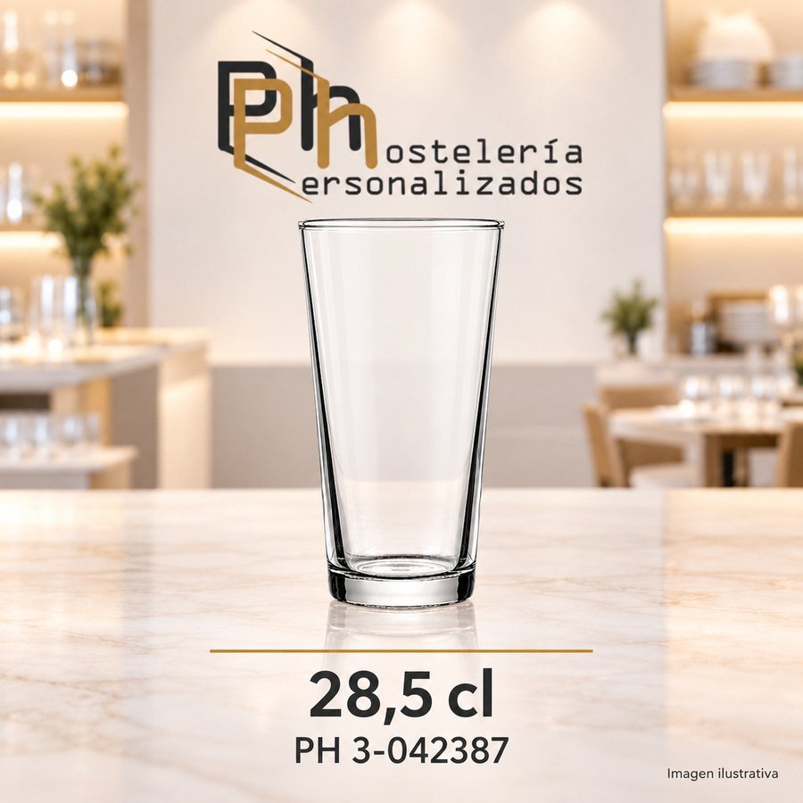 Vaso de cerveza templado personalizado PH 3-042387 de 28,5 cl, para grabar con logotipo