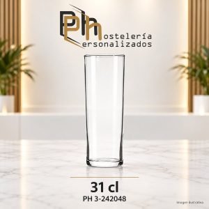 Vaso tubo de cerveza personalizado de 31 cl, cilíndrico y alto, para grabar con logotipo de bar