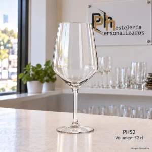 Copa de vino tinto PH52 de 52 cl para personalizar con logo, sobre barra de hostelería