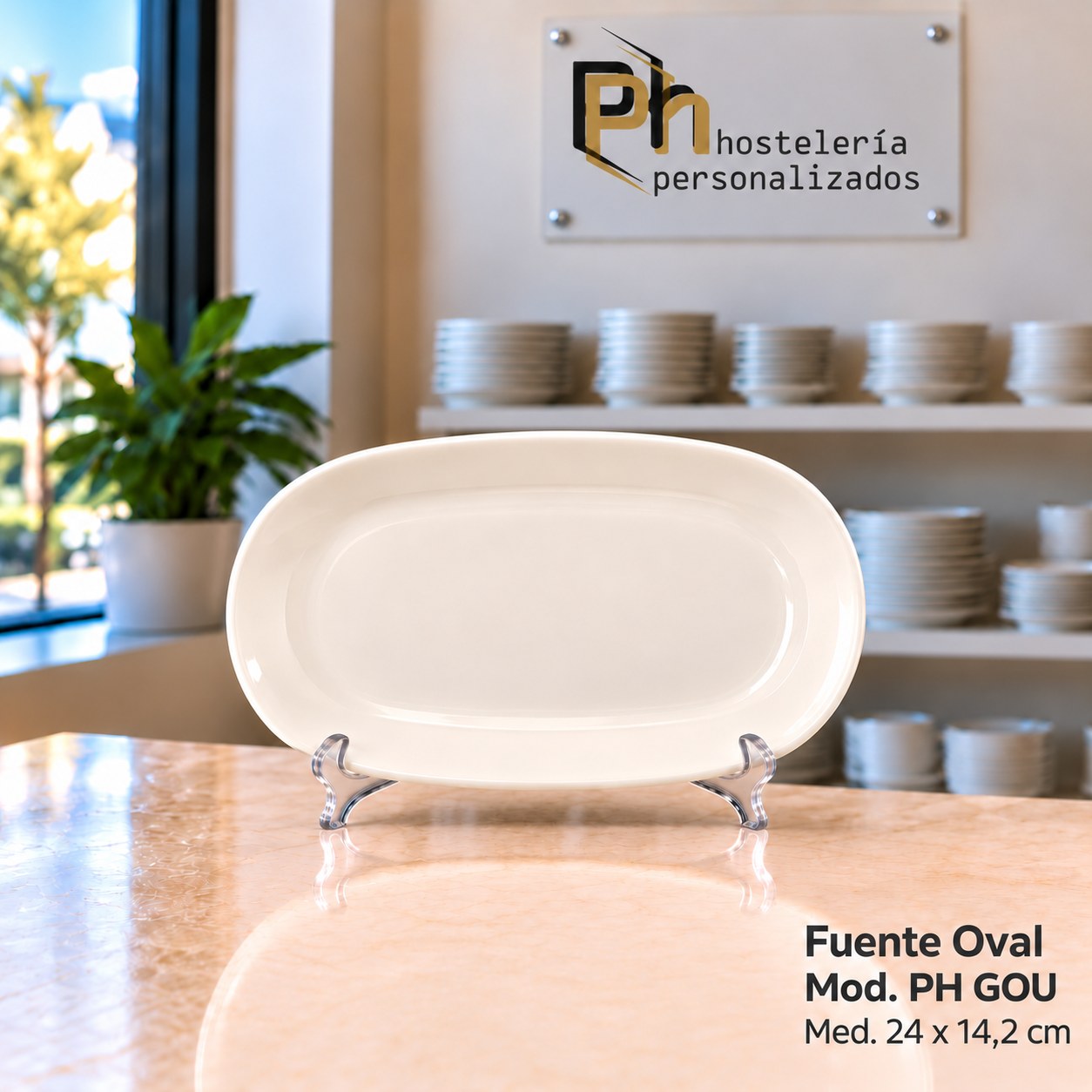 Fuente oval de 24 × 14,2 cm de vitroporcelana, vajilla personalizada PH GOU