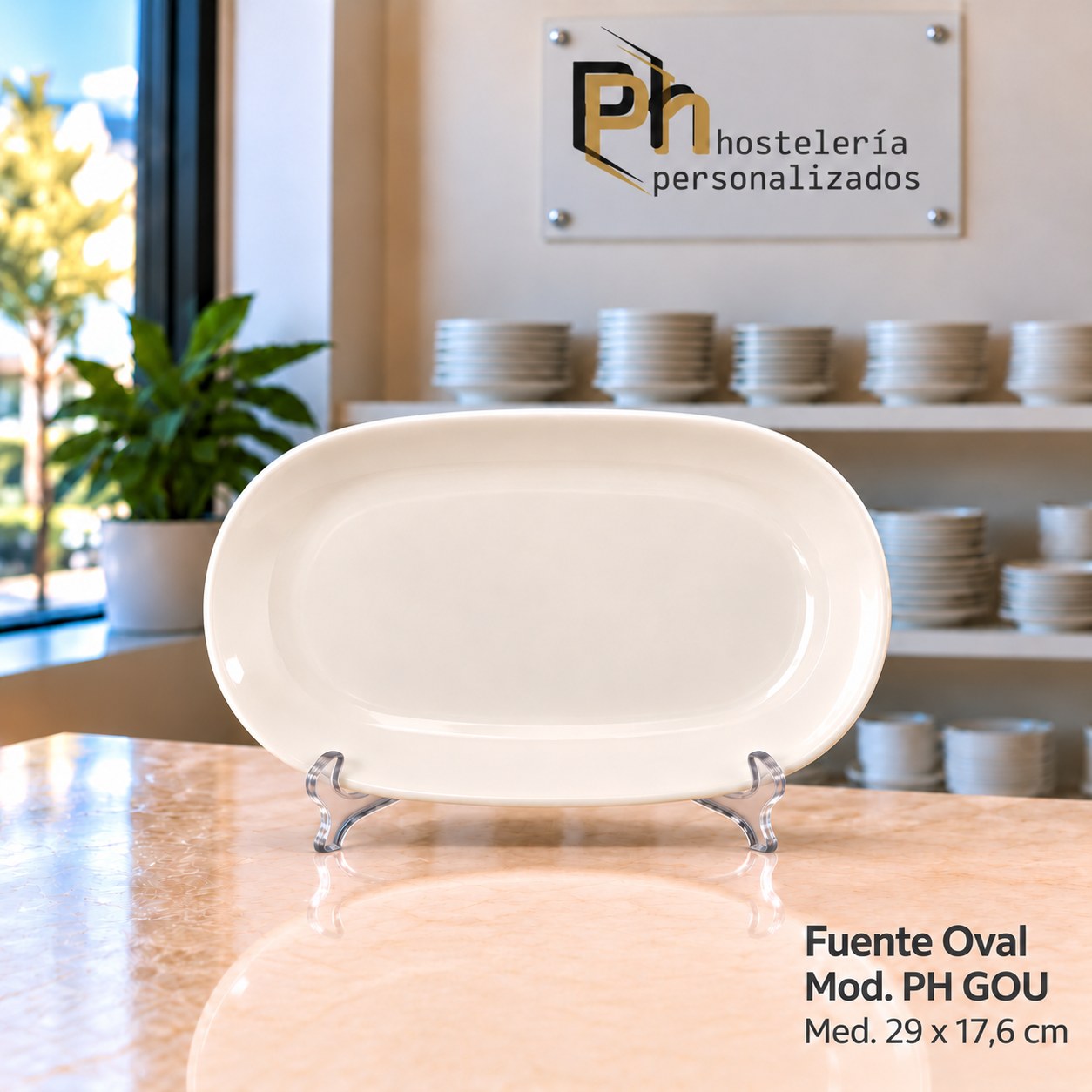 Fuente oval de 29 × 17,6 cm de vitroporcelana, vajilla personalizada PH GOU