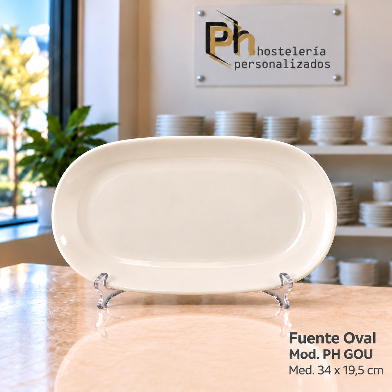 Fuente oval de 34 × 19,5 cm de vitroporcelana, vajilla personalizada PH GOU