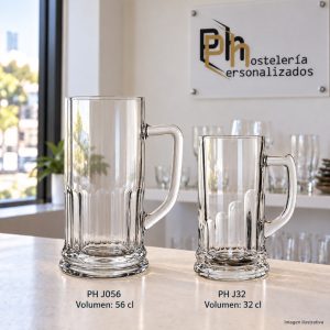 Jarra de cerveza clásica personalizable de cristal en dos medidas, PH J056 de 56 cl y PH J32 de 32 cl