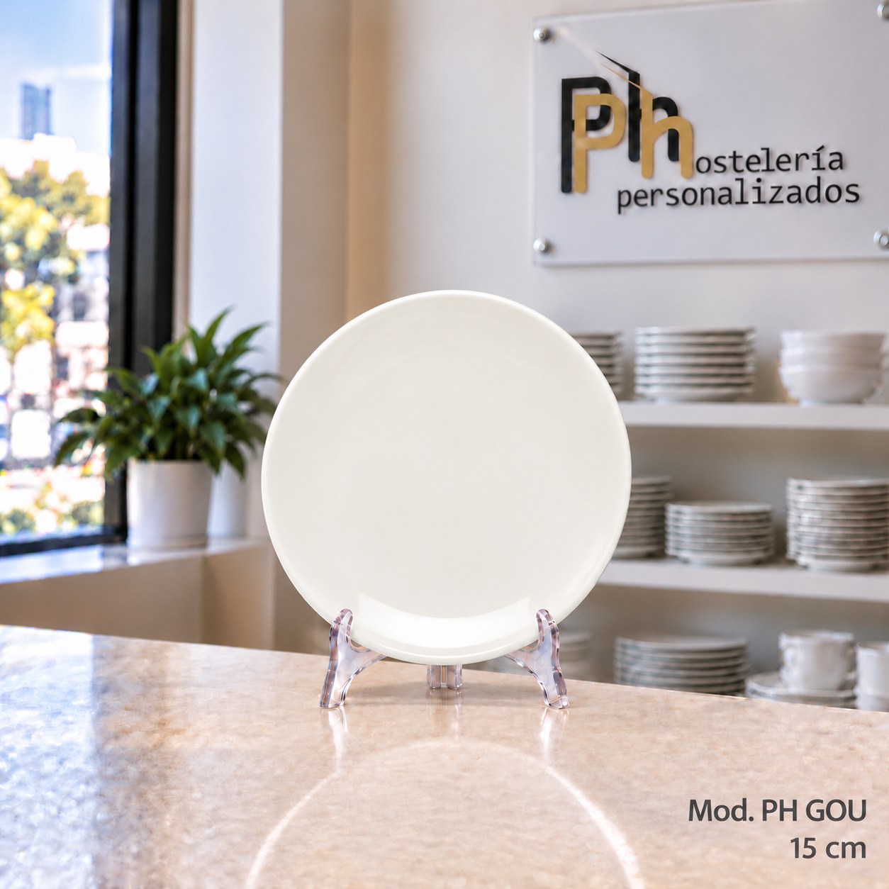 Plato de pan de 15 cm de vitroporcelana, vajilla personalizada PH GOU para hostelería