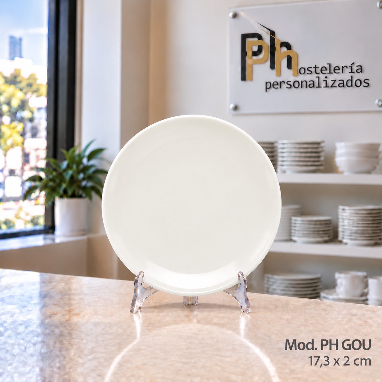 Plato de pan de 17 cm de vitroporcelana, vajilla personalizada PH GOU para hostelería