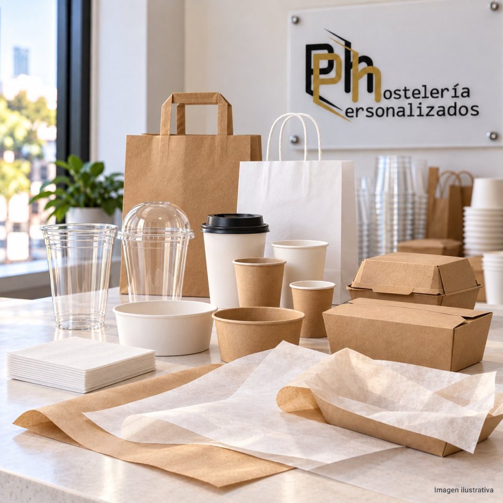 Packaging take away personalizado para hostelería: vasos, bolsas de papel, envases y papel antigrasa