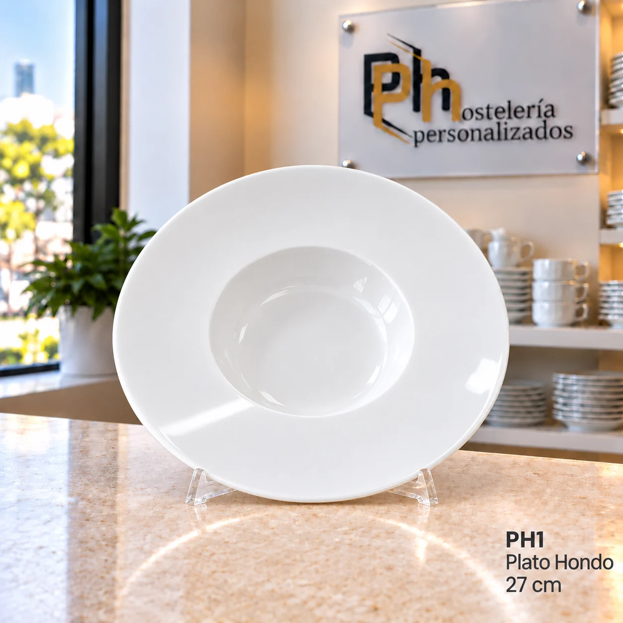 Plato hondo 27 cm de la vajilla personalizada PH1 para hostelería